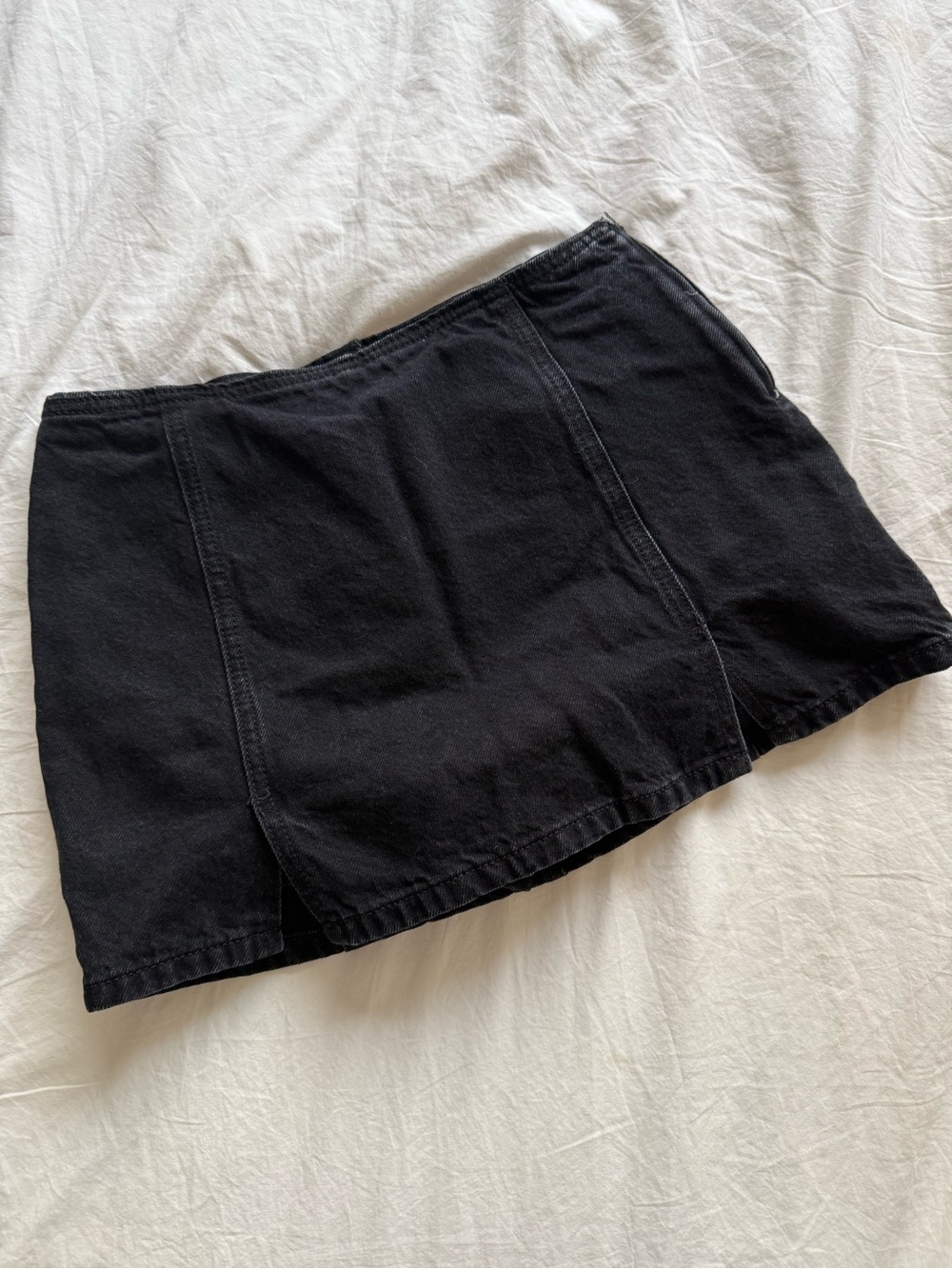 Black Denim Mini Skort